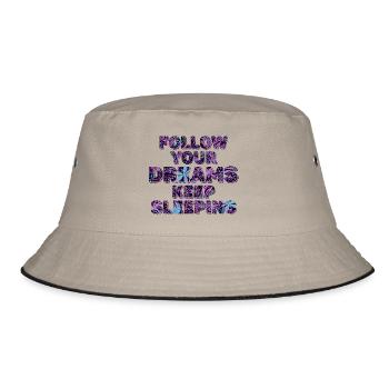 Lass deine Träume weiter schlafen - Bucket Hat - Khaki/Schwarz - Vorne