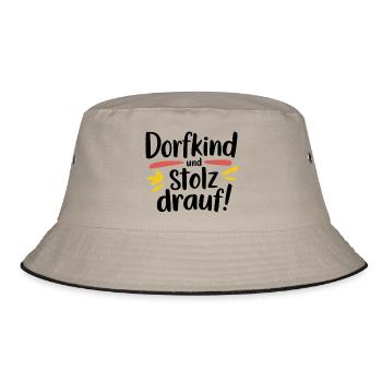 Dorfkind und stolz drauf! - Bucket Hat - Khaki/Schwarz - Vorne