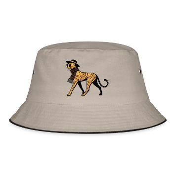 Leoparden-Chic - Bucket Hat - Khaki/Schwarz - Vorne