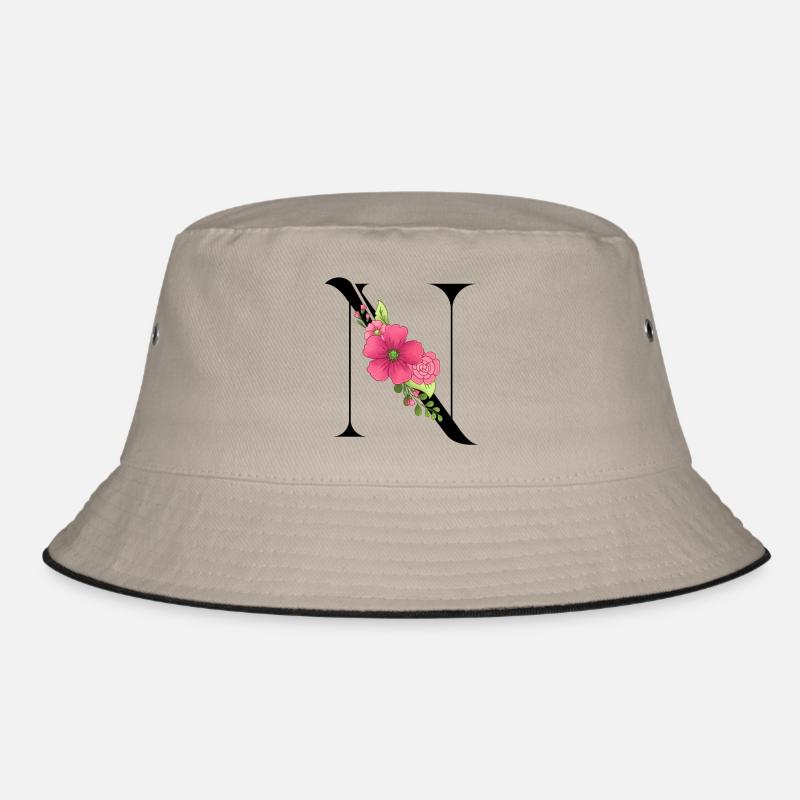 Eleganter Buchstabe 'T' mit Blumen Bucket Hat