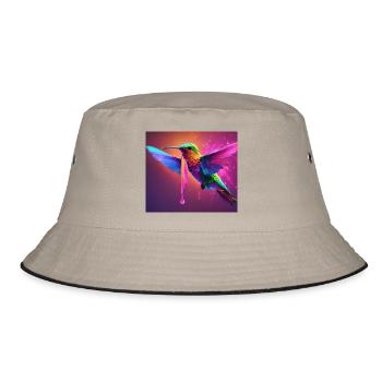 Vibrant Hummingbird in Flight - Bucket Hat - khaki/black - Front