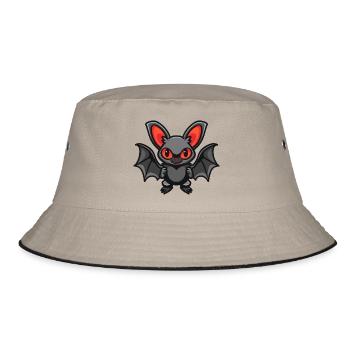Fledermaus Comic - Bucket Hat - Khaki/Schwarz - Vorne