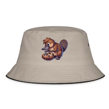 Platypus playing with child - Bucket Hat - khaki/black - Front