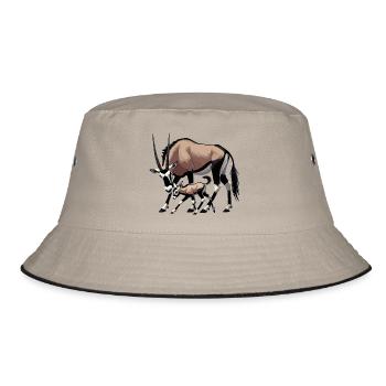Antilope oryx avec jeune - Bob - kaki/noir - Devant