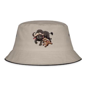 Cape buffalo mother and child - Bucket Hat - khaki/black - Front
