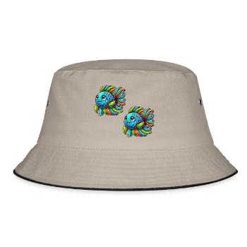 fisch comic 2 - Bucket Hat - Khaki/Schwarz - Vorne