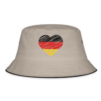 I Love Germany Flag Heart German Deutschland Shirt - Bucket Hat - Khaki/Schwarz - Vorne