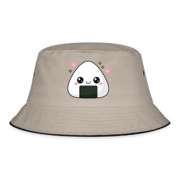 Kawaii Onigiri Riz Mignon Gourmand - Bob - kaki/noir - Devant