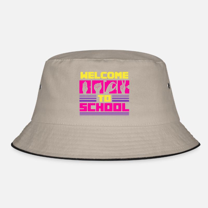 ASL Sign Language Interpreter Welcome To School Bucket Hat