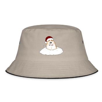 Weihnachtshamster im Schnee - Bucket Hat - Khaki/Schwarz - Vorne