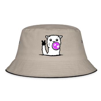 Llama Bubblegum Sunglasses Peace Victory Hand Cool - Bucket Hat - khaki/black - Front