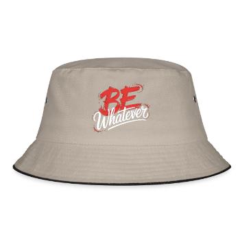 Be Whatever T-Shirt – Motivationsspruch - Bucket Hat - Khaki/Schwarz - Vorne