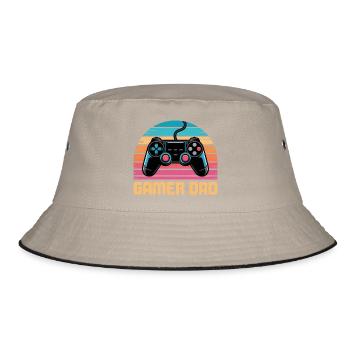 Dad Gamer Videospiele Gaming Vatertags-Geek - Bucket Hat - Khaki/Schwarz - Vorne