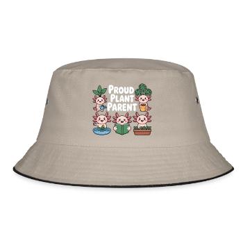 Axolotl Pflanzen Shirt Proud Plant Parent Geschenk - Bucket Hat - Khaki/Schwarz - Vorne