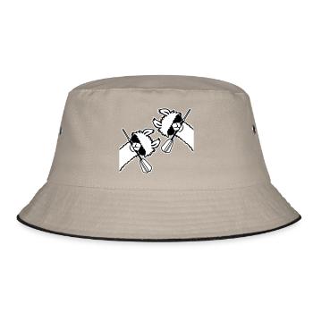 Zwei Coole Lamas Sonnenbrille Dartpfeil Maul Team - Bucket Hat - Khaki/Schwarz - Vorne