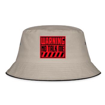 No Talk Me Lustig Antisozial Introvertiert Spruch - Bucket Hat - Khaki/Schwarz - Vorne
