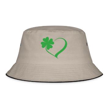 Green Shamrock Heart Design - Bucket Hat - khaki/black - Front