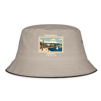 Dänemark Aarhus Vintage Reisemarke - Bucket Hat - Khaki/Schwarz - Vorne
