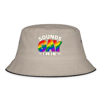 Sounds Gay I'm In – Regenbogen Pride Spruch - Bucket Hat - Khaki/Schwarz - Vorne