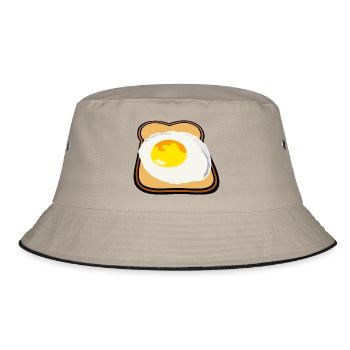 Toast mit Spiegelei lecker Frühstück - Bucket Hat - Khaki/Schwarz - Vorne