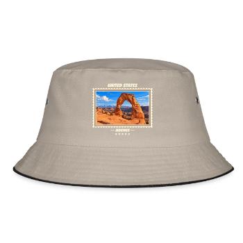 Vereinigte Staaten Arches Vintage Reisemarke - Bucket Hat - Khaki/Schwarz - Vorne