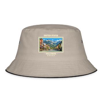 Vereinigte Staaten Telluride Vintage Reisemarke - Bucket Hat - Khaki/Schwarz - Vorne