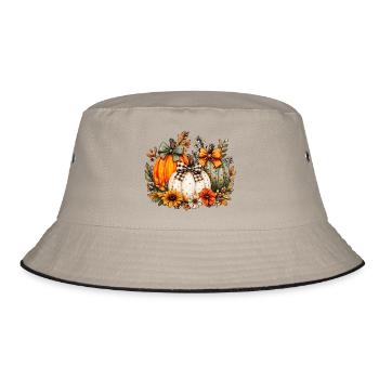 Herbsternte Kürbisstrauß - Bucket Hat - Khaki/Schwarz - Vorne