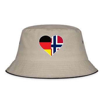 Deutsch-Norwegisches Flaggenherz - Bucket Hat - Khaki/Schwarz - Vorne