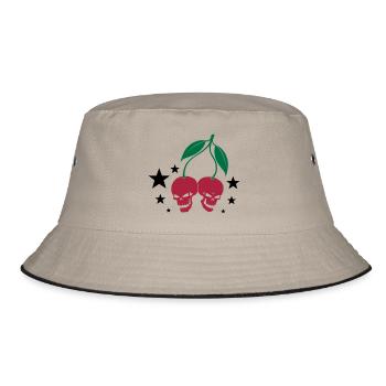 Cherry Skulls - Bucket Hat - Khaki/Schwarz - Vorne