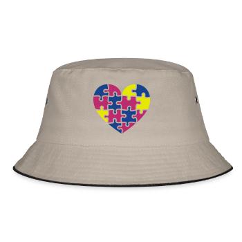 puzzle herz - Bucket Hat - khaki/black - Front