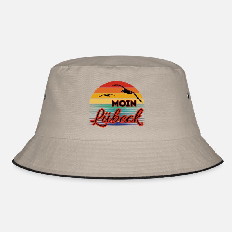 Moin Lübeck mit Möwe im Retro Style Bucket Hat