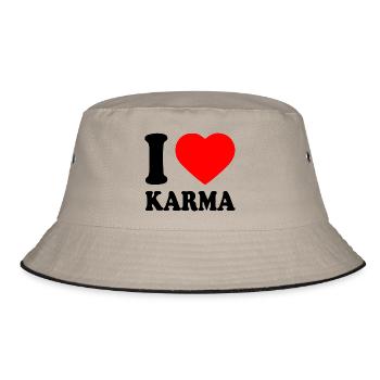 I love karma - Bucket Hat - Khaki/Schwarz - Vorne