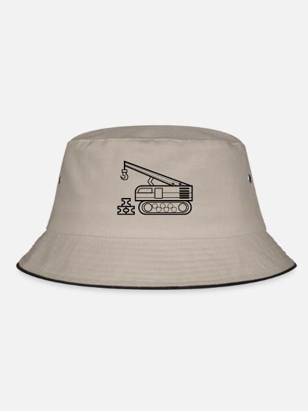 Kran zum ausmalen Kranfahrer Geschenk - Bucket Hat - Khaki/Schwarz - Vorne