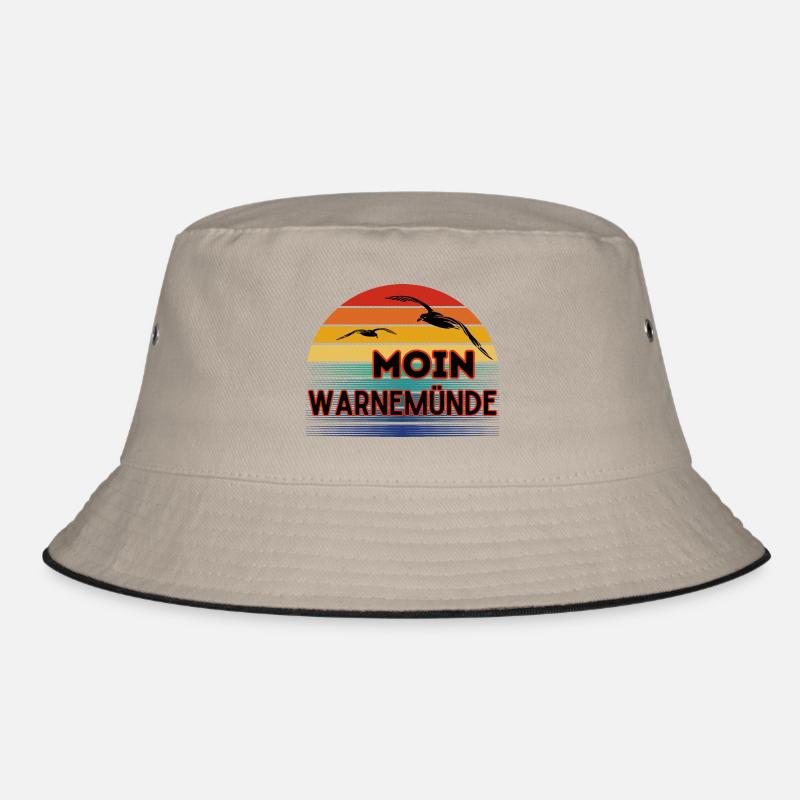 Moin Warnemünde mit Möwe im Retro Style Bucket Hat