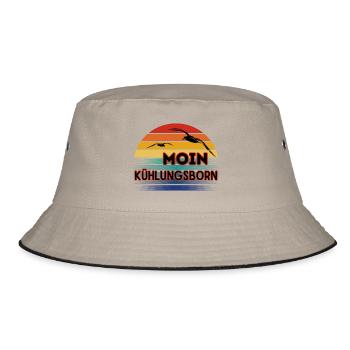 Moin Kühlungsborn mit Möwe im Retro Style - Bucket Hat - Khaki/Schwarz - Vorne