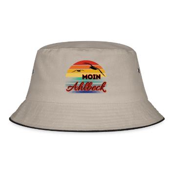 Moin Ahlbeck mit Möwe im Retro Style-Ahlbeck - Bucket Hat - Khaki/Schwarz - Vorne