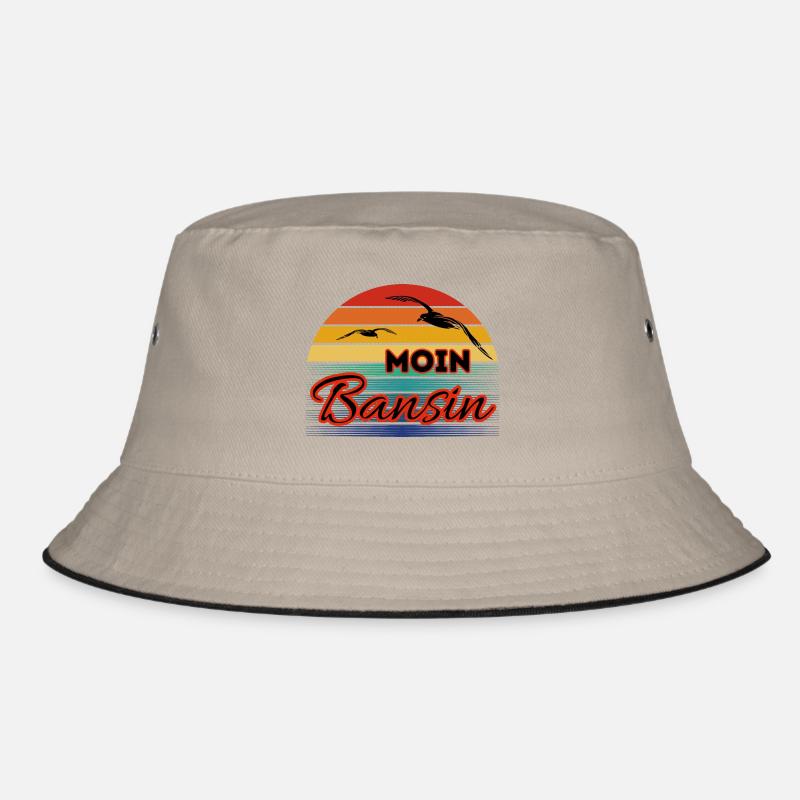 Moin Basin with Seagull in Retro Style Bansin Bucket Hat
