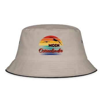 Moin Ostseekinder mit Möwe im Retro Style - Bucket Hat - Khaki/Schwarz - Vorne
