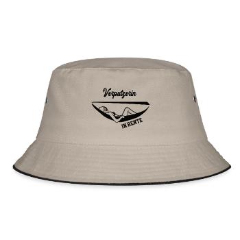 Verputzerin in Rente Rentenbeginn Stuckateur Frau - Bucket Hat - Khaki/Schwarz - Vorne