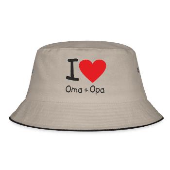 CD - I love Oma und Opa - Herz international - - Bucket Hat - Khaki/Schwarz - Vorne