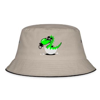 Ein kleiner Babydrache mit Schnuller - Bucket Hat - Khaki/Schwarz - Vorne