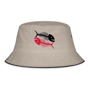 Smiling Fish Bones - Bucket Hat - khaki/black - Front