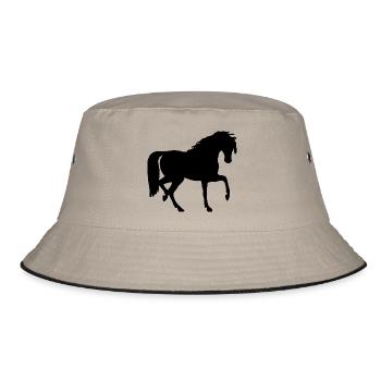 reiten riding pferde horse knight reiter rider114 - Bucket Hat - Khaki/Schwarz - Vorne