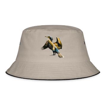 cormorant cormorant voegel birds animal animals - Bucket Hat - khaki/black - Front
