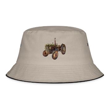 green tractor classic car - Bucket Hat - khaki/black - Front