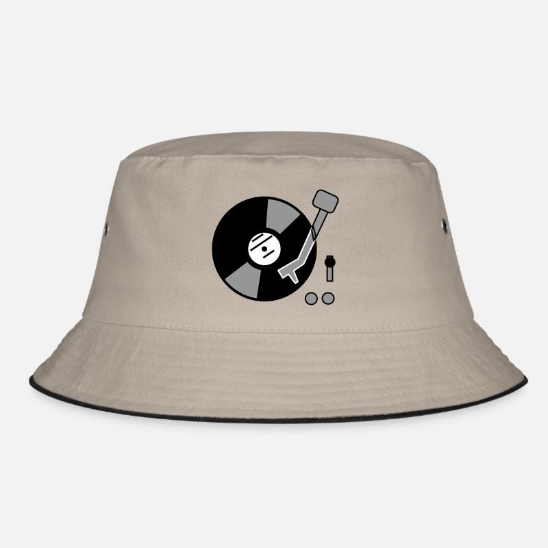 DJ Turntable Geschenkidee Vinyl Schallplatte Musik - Bucket Hat - Khaki/Schwarz