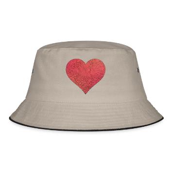 rotes herz red heart valentine valentinstag liebe7 - Bucket Hat - Khaki/Schwarz - Vorne