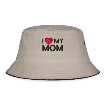 Ich liebe mein Mutter-Mutter-Tagesgeschenk - Shirt - Bucket Hat - Khaki/Schwarz - Vorne