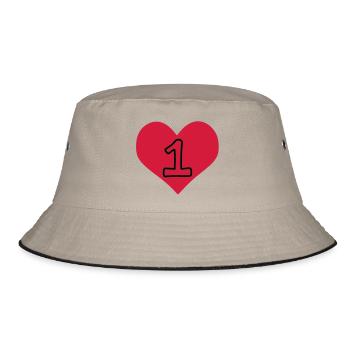 Anzahl 1 & Herz - Bucket Hat - Khaki/Schwarz - Vorne