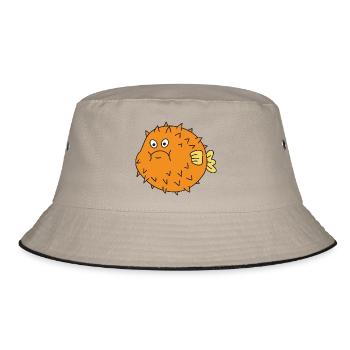 Puffer fish sea ocean under water - Bucket Hat - khaki/black - Front